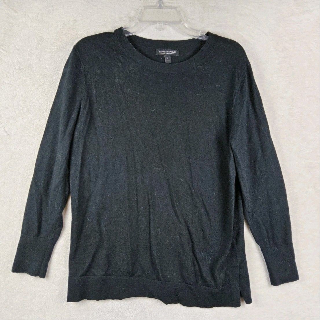 Banana Republic Women's Extra Fine Merino Wool Sweater Black Petites Size Lp